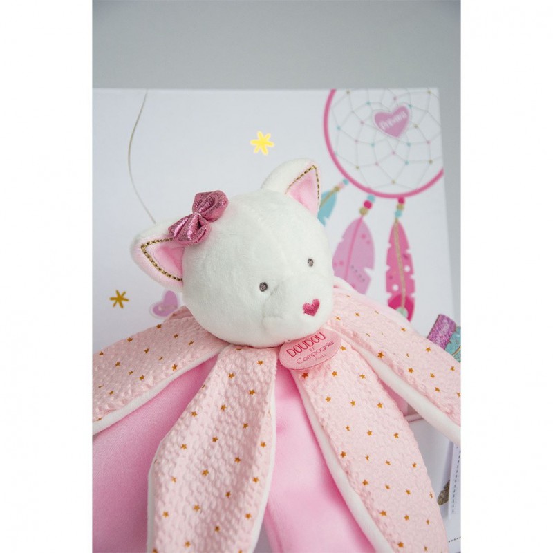 DOUDOU CHAT ROSE ET BLANC ATTRAPE-REVE DOUDOU ET COMPAGNIE